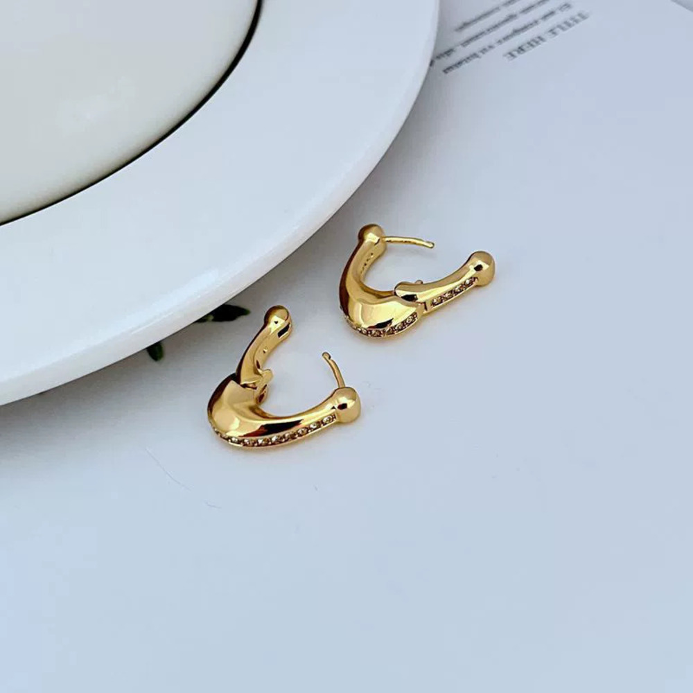 Coach Petite Rhinestone Initial Earrings - Picture 4 of 6